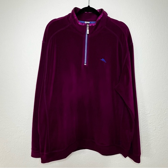 Tommy Bahama Other - Tommy Bahama Men’s XL‎ Purple Paradise Tech 1/4 Zip Pullover Velour Stretch